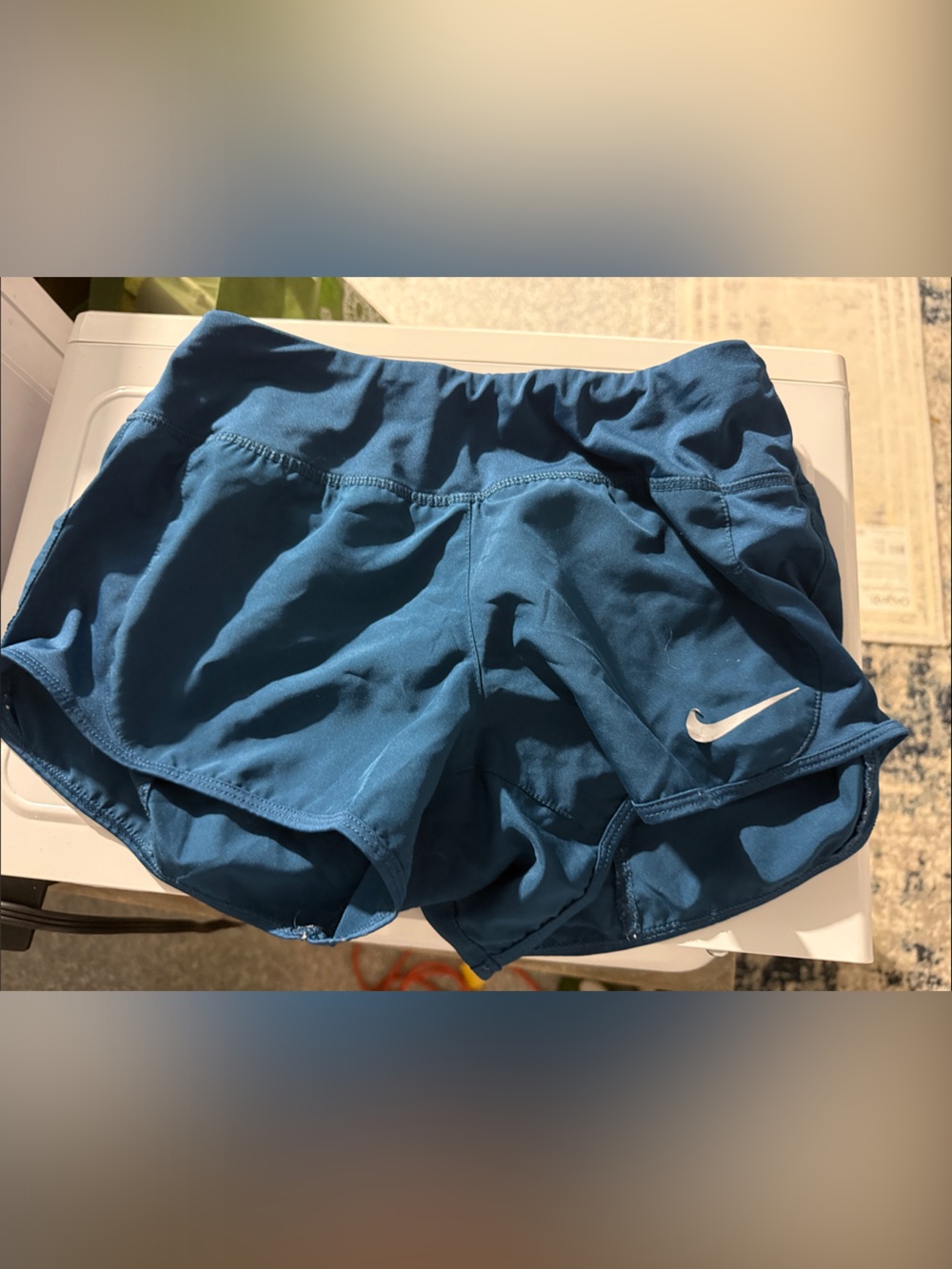 Nike Teal Athletic Girls Shorts with White Swoosh